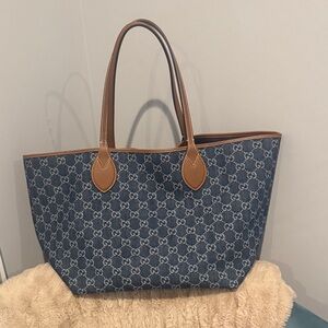 Gucci Blue and Tan Women's Tote Bag